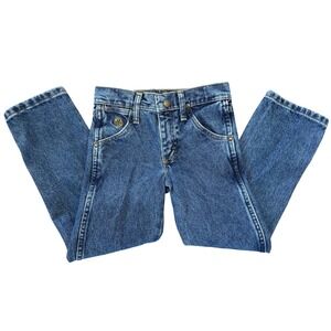 Wrangler Boys Jeans Blue Denim Straight Leg Adjustable Waist Size 6 Regular